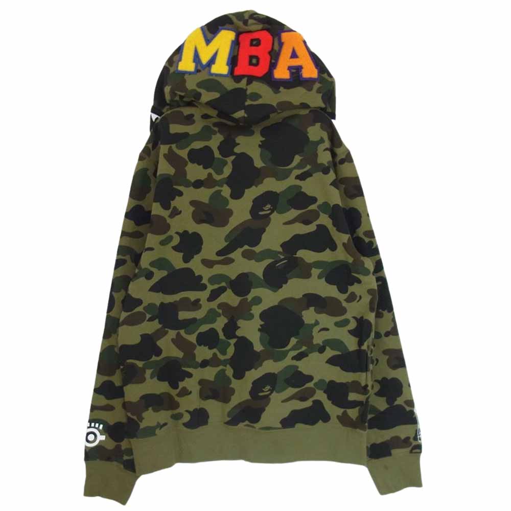 A BATHING APE アベイシングエイプ 22SS 001ZPI731902C × MINIONS ミニオンズ 1ST CAMO MINIONS SHARK FULL ZIP HOODIE ファーストカモ フルジップ シャーク スウェット パーカー  カーキ系 L【中古】