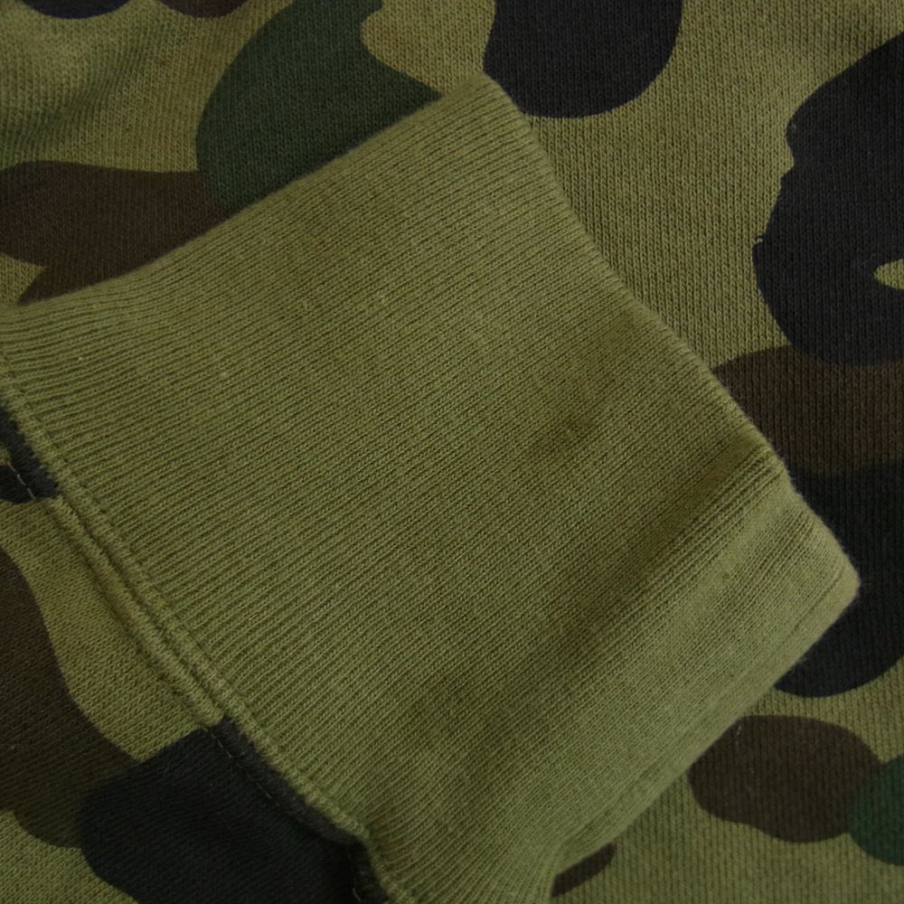 A BATHING APE アベイシングエイプ 22SS 001ZPI731902C × MINIONS ミニオンズ 1ST CAMO MINIONS SHARK FULL ZIP HOODIE ファーストカモ フルジップ シャーク スウェット パーカー  カーキ系 L【中古】