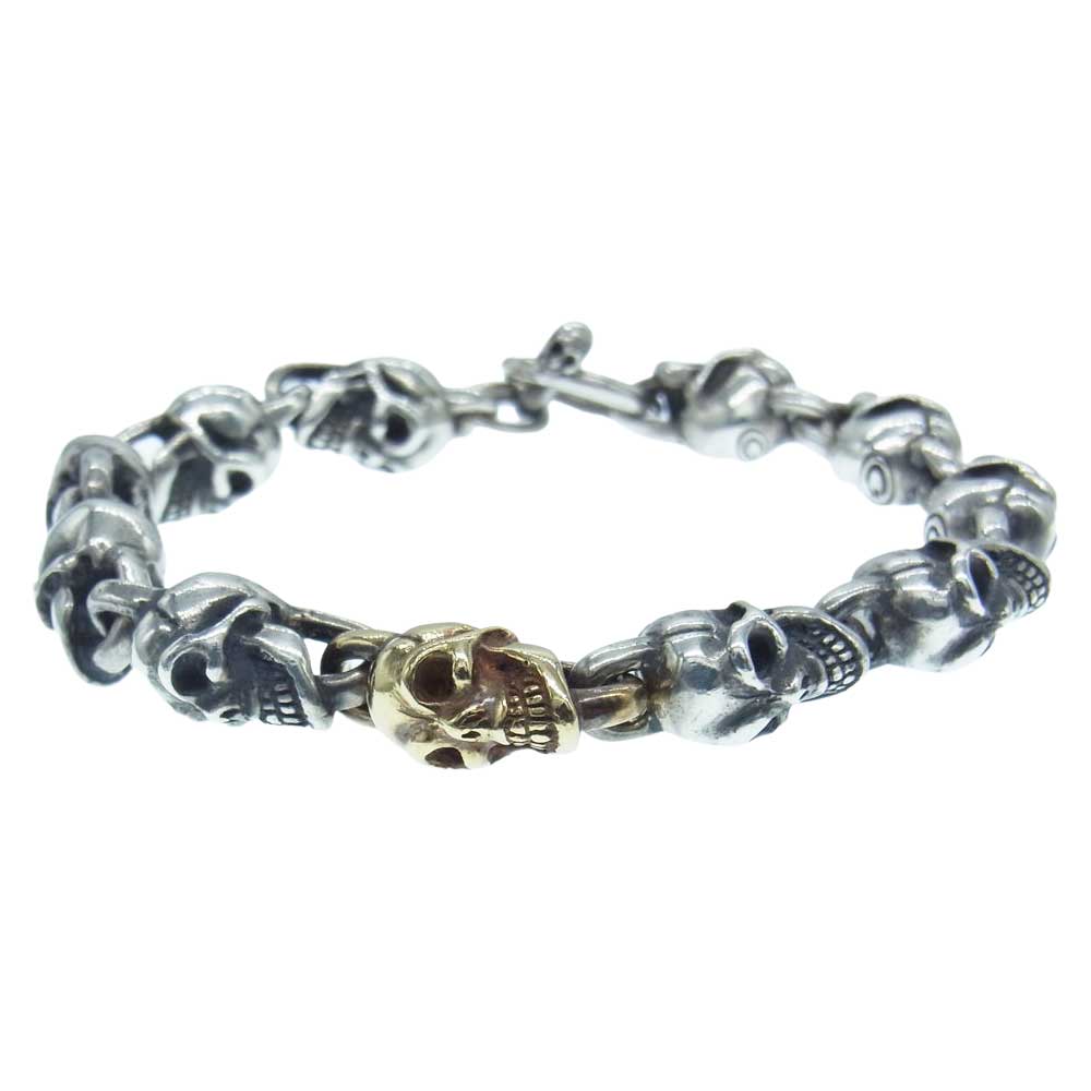 GABOR ガボール マリア ギャランティ付属 MINI ALL SKULL BRECELET W/ 18K GOLD SKULL 18K ゴールドスカル ミニスカル ブレスレット シルバー系 ゴールド系【中古】