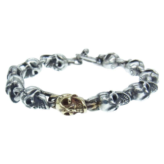 GABOR ガボール マリア ギャランティ付属 MINI ALL SKULL BRECELET W/ 18K GOLD SKULL 18K ゴールドスカル ミニスカル ブレスレット シルバー系 ゴールド系【中古】