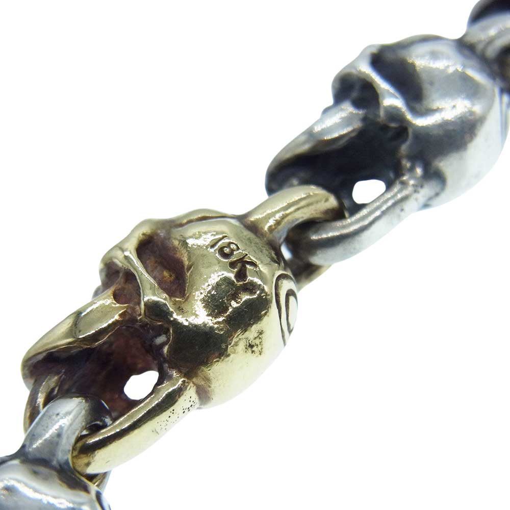 GABOR ガボール マリア ギャランティ付属 MINI ALL SKULL BRECELET W/ 18K GOLD SKULL 18K ゴールドスカル ミニスカル ブレスレット シルバー系 ゴールド系【中古】