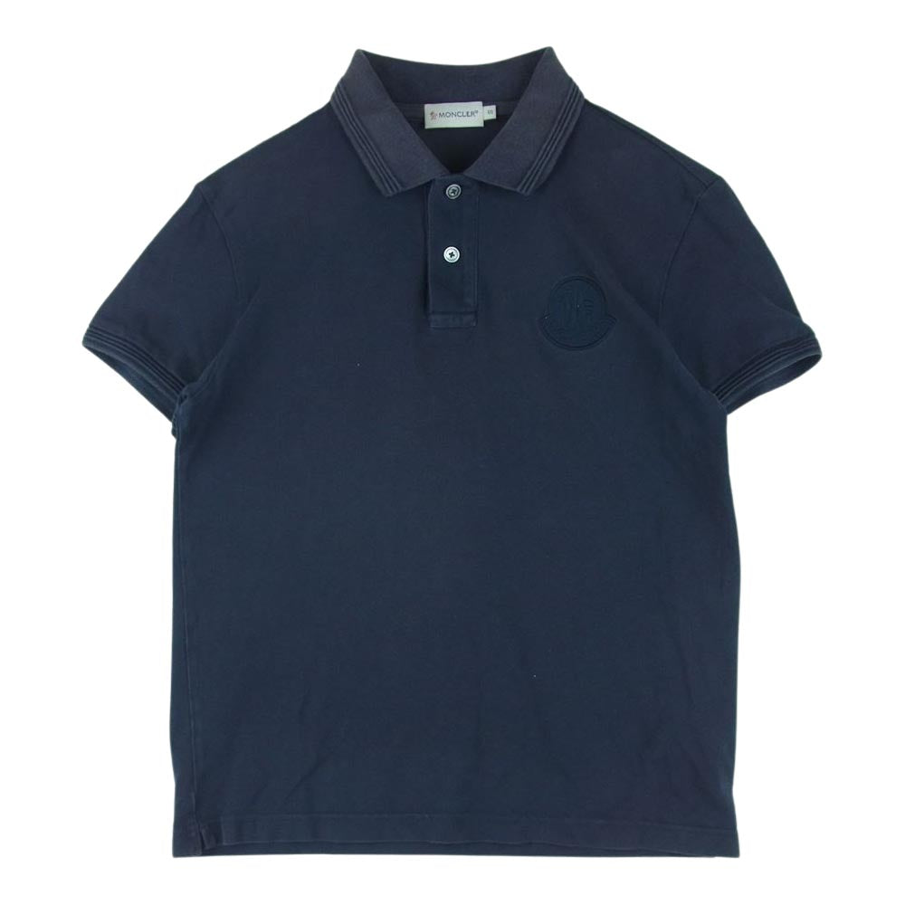 MONCLER モンクレール ワッペン ポロシャツ 半袖 コットン 中国製 ダークネイビー系 S【中古】