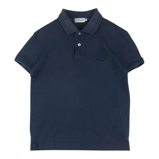 MONCLER モンクレール ワッペン ポロシャツ 半袖 コットン 中国製 ダークネイビー系 S【中古】