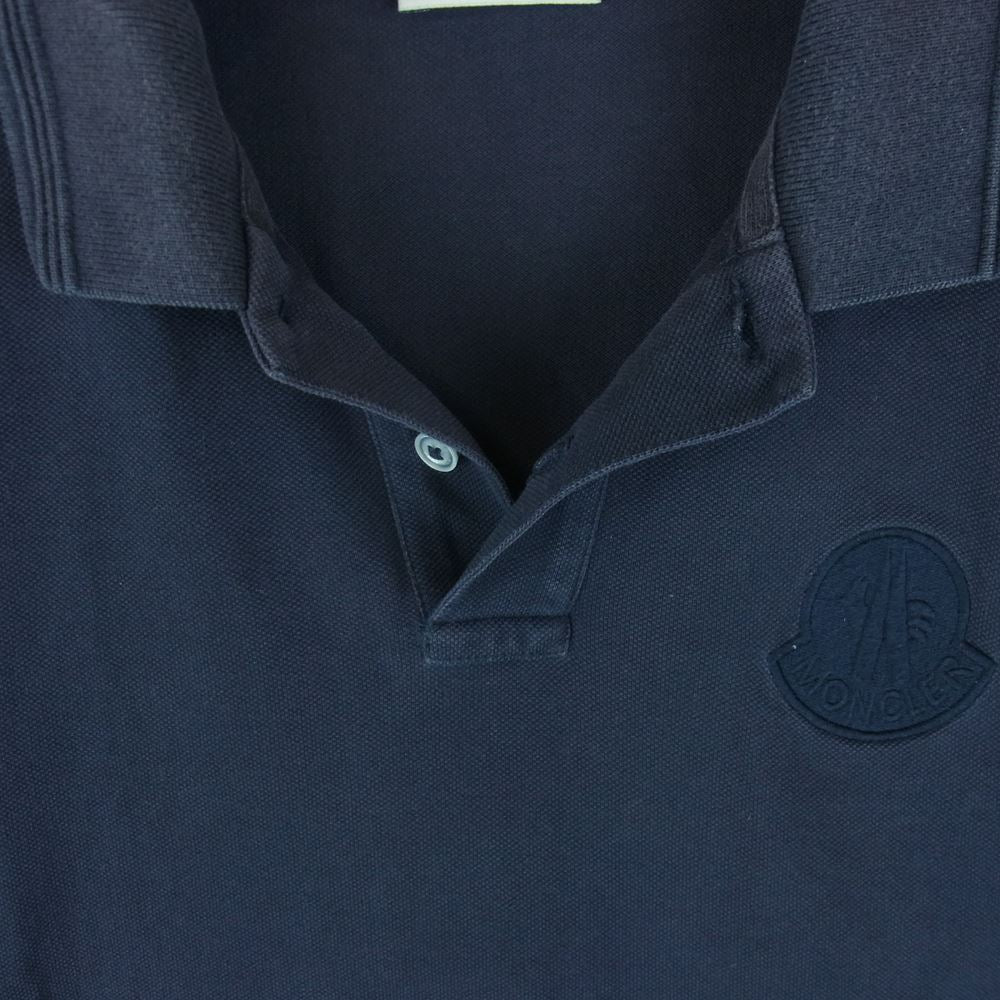 MONCLER モンクレール ワッペン ポロシャツ 半袖 コットン 中国製 ダークネイビー系 S【中古】