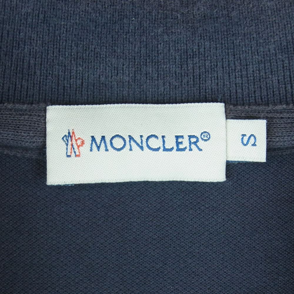 MONCLER モンクレール ワッペン ポロシャツ 半袖 コットン 中国製 ダークネイビー系 S【中古】