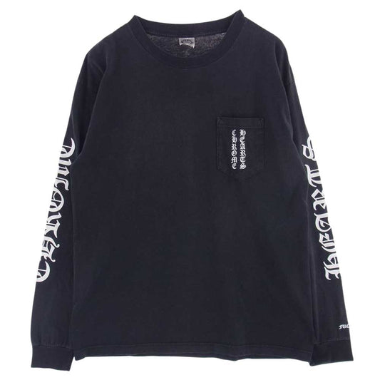CHROME HEARTS クロムハーツ（原本無） ポケット ロゴ  スクロールラベル プリント Tシャツ カットソー 長袖 ブラック系 L【中古】
