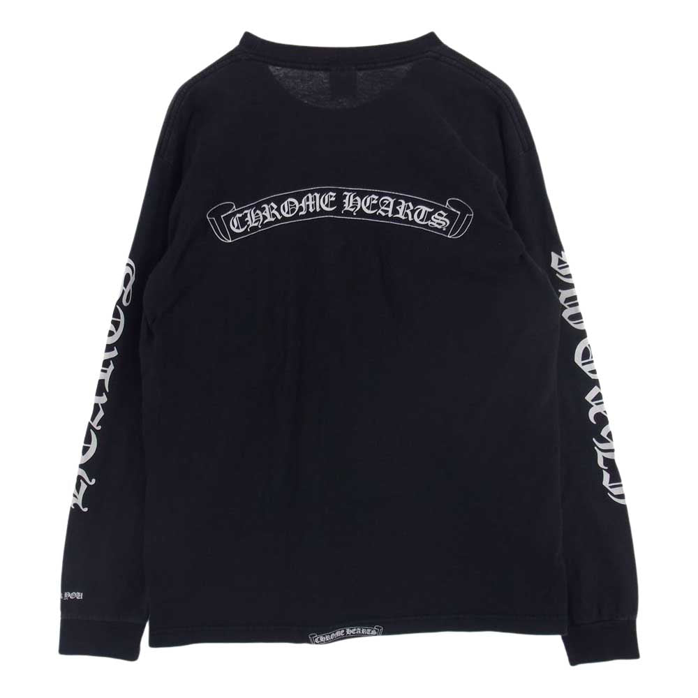 CHROME HEARTS クロムハーツ（原本無） ポケット ロゴ  スクロールラベル プリント Tシャツ カットソー 長袖 ブラック系 L【中古】