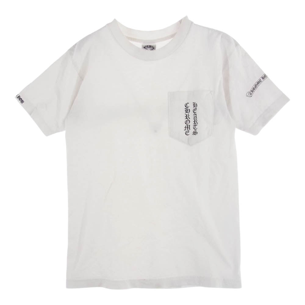 CHROME HEARTS クロムハーツ（原本無） ポケット スクロールラベル プリント Tシャツ カットソー 半袖  ホワイト系 S【中古】