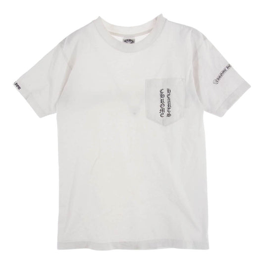 CHROME HEARTS クロムハーツ（原本無） ポケット スクロールラベル プリント Tシャツ カットソー 半袖  ホワイト系 S【中古】
