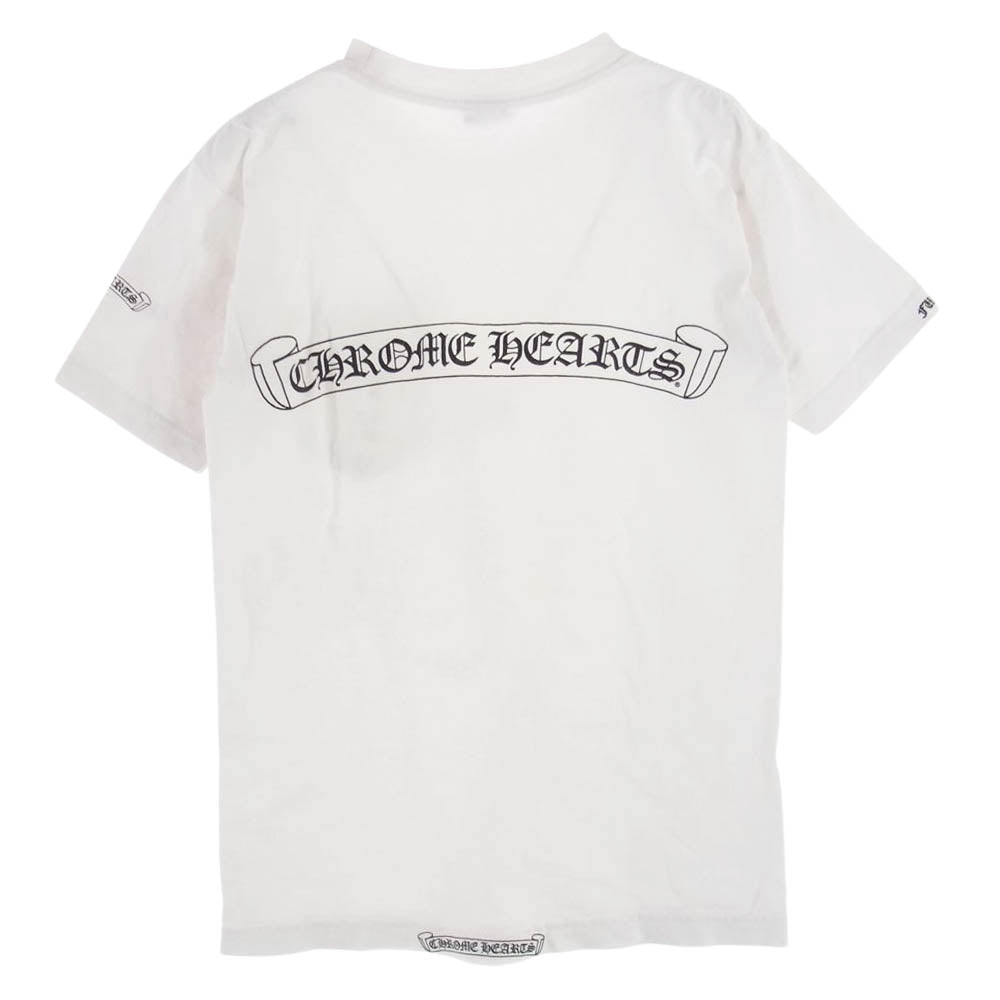 CHROME HEARTS クロムハーツ（原本無） ポケット スクロールラベル プリント Tシャツ カットソー 半袖  ホワイト系 S【中古】