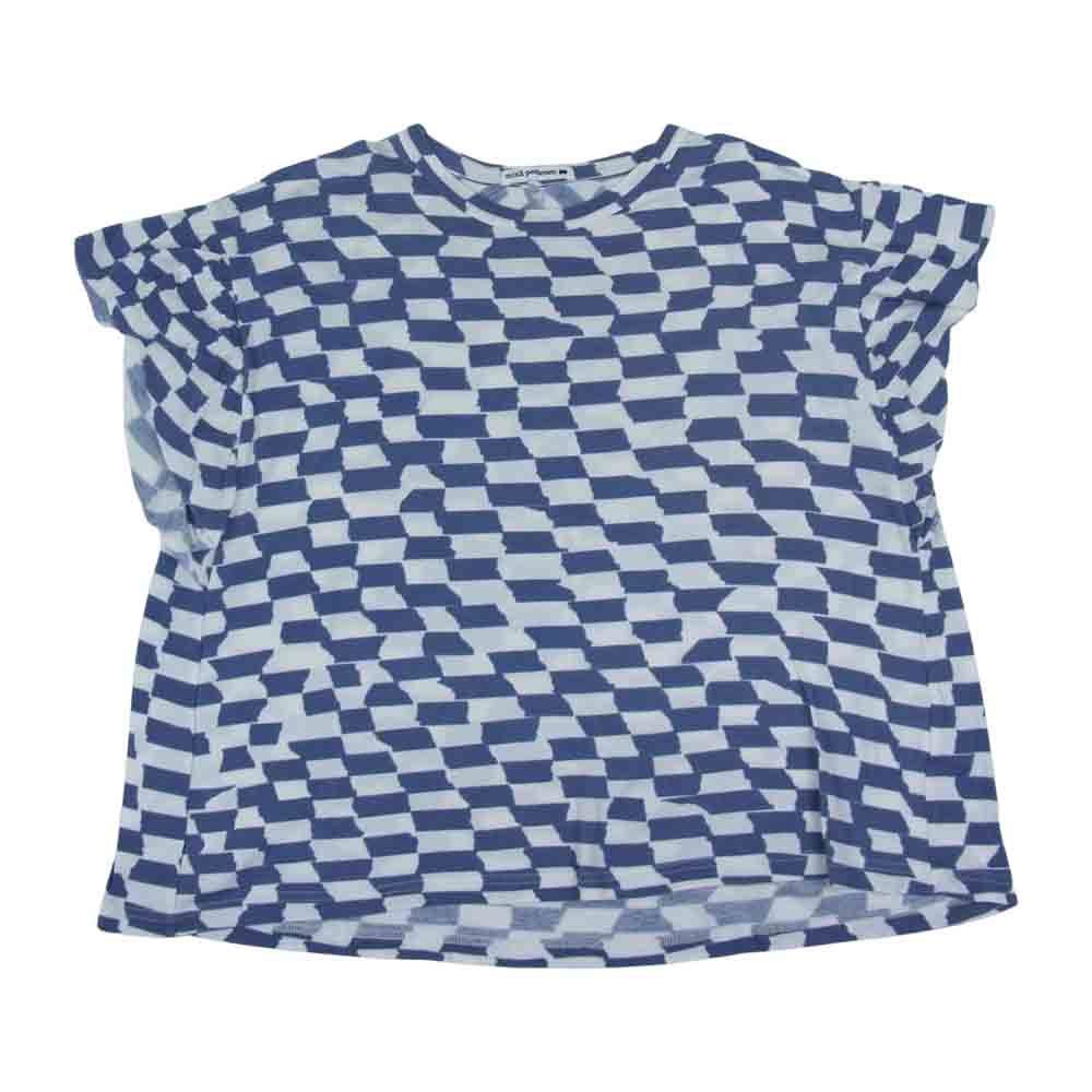 mina perhonen ミナペルホネン US8049 sticky コットン プリント Tシャツ カットソー 半袖 ホワイト系 ネイビー系 38【中古】