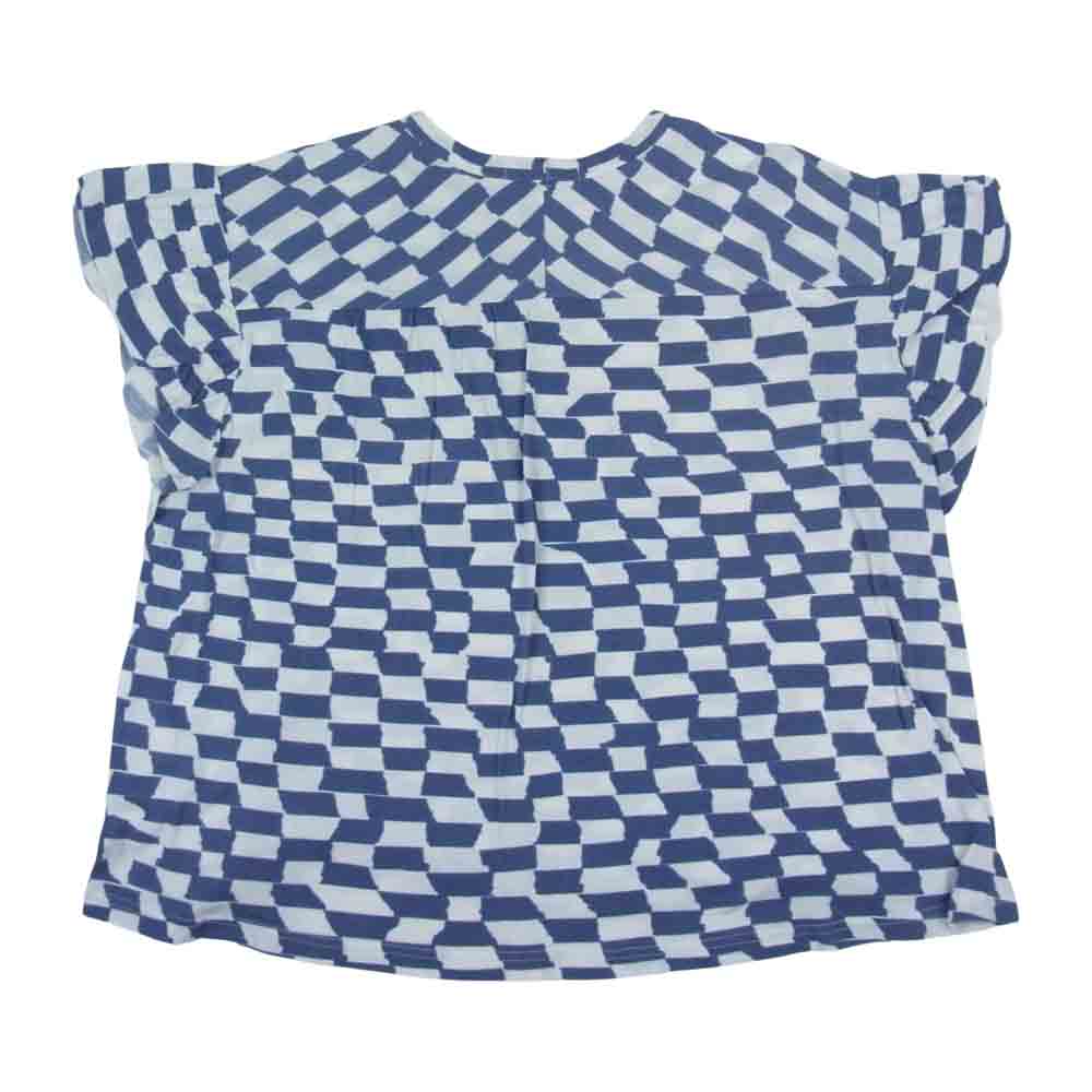 mina perhonen ミナペルホネン US8049 sticky コットン プリント Tシャツ カットソー 半袖 ホワイト系 ネイビー系 38【中古】