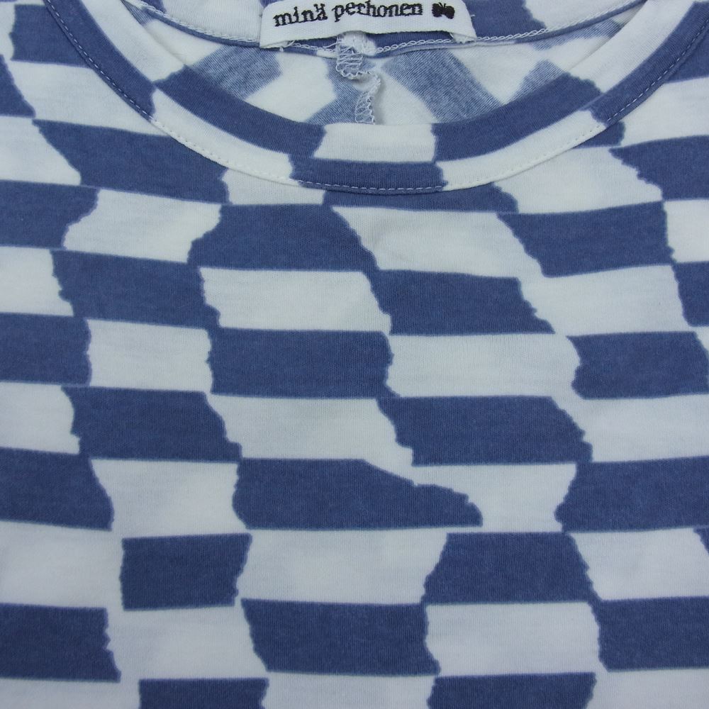 mina perhonen ミナペルホネン US8049 sticky コットン プリント Tシャツ カットソー 半袖 ホワイト系 ネイビー系 38【中古】