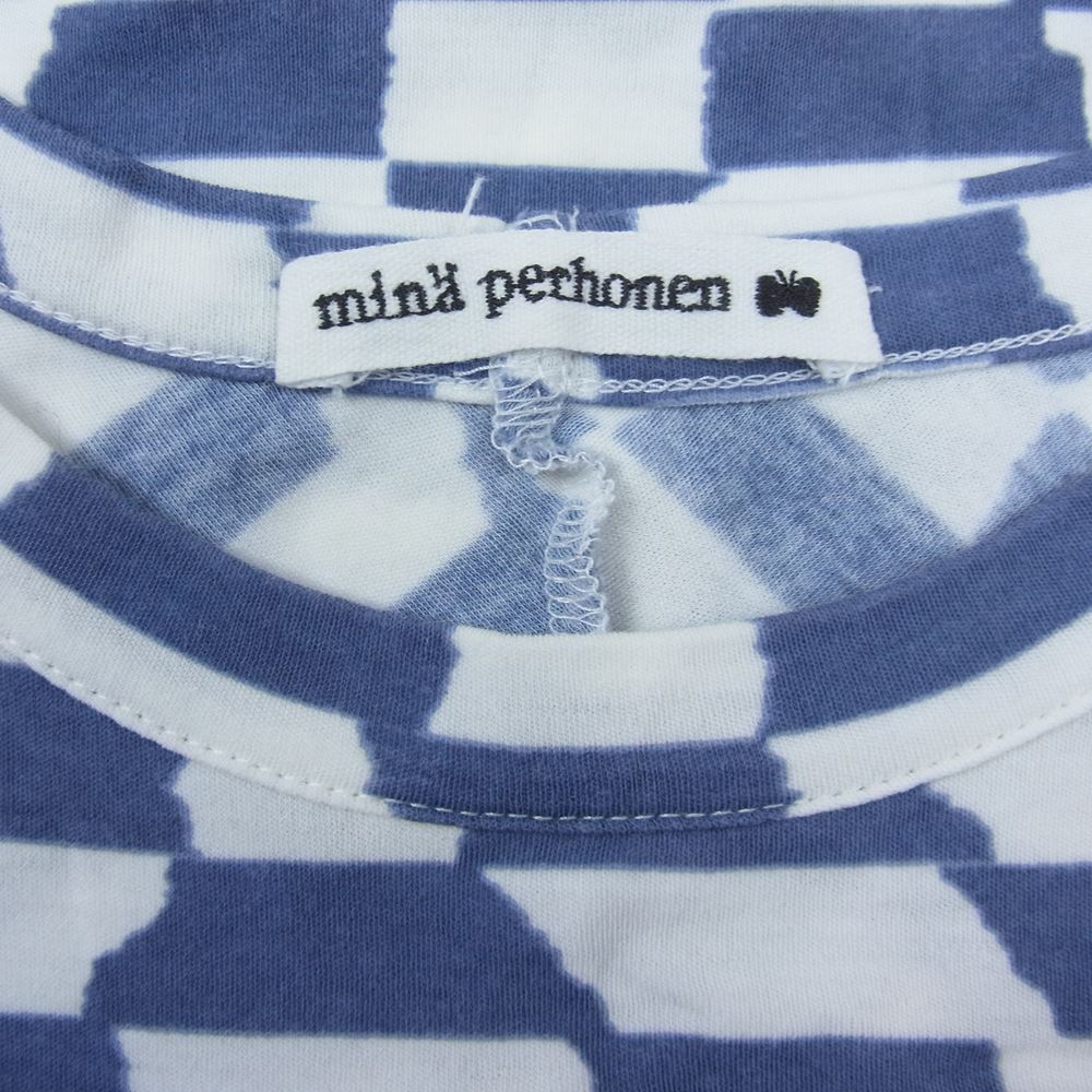 mina perhonen ミナペルホネン US8049 sticky コットン プリント Tシャツ カットソー 半袖 ホワイト系 ネイビー系 38【中古】