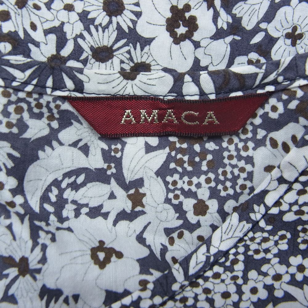 アマカ リバティ 花柄 フラワー ワンピース 半袖 ブラウン系 40【中古】