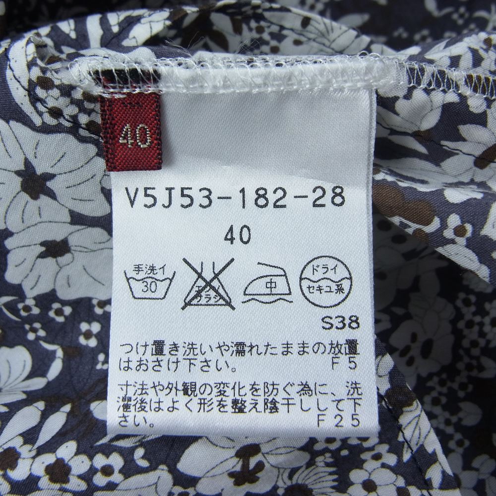 アマカ リバティ 花柄 フラワー ワンピース 半袖 ブラウン系 40【中古】
