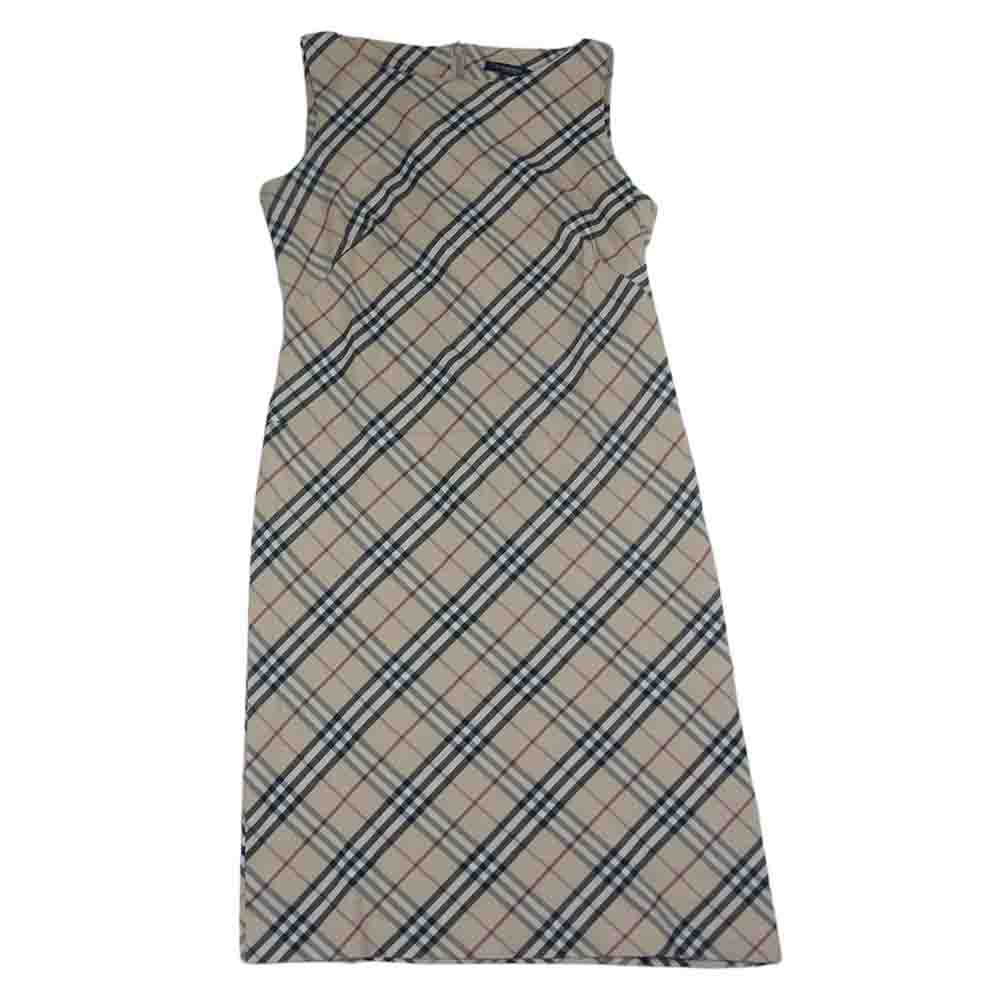 BURBERRY LONDON バーバリー ロンドン チェック ノースリーブ ワンピース ベージュ系 40【中古】