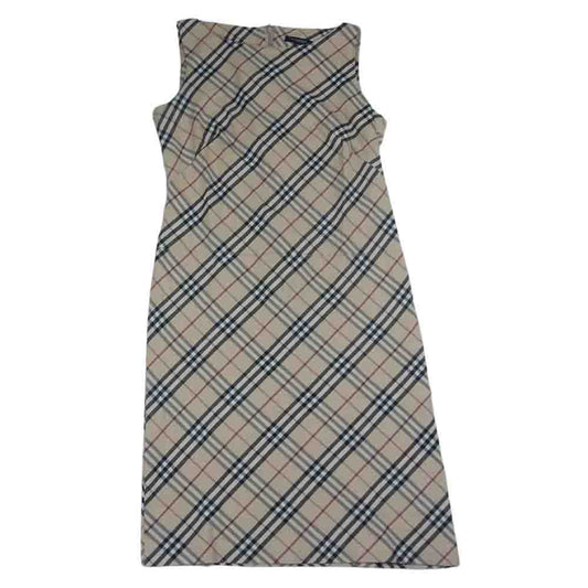 BURBERRY LONDON バーバリー ロンドン チェック ノースリーブ ワンピース ベージュ系 40【中古】
