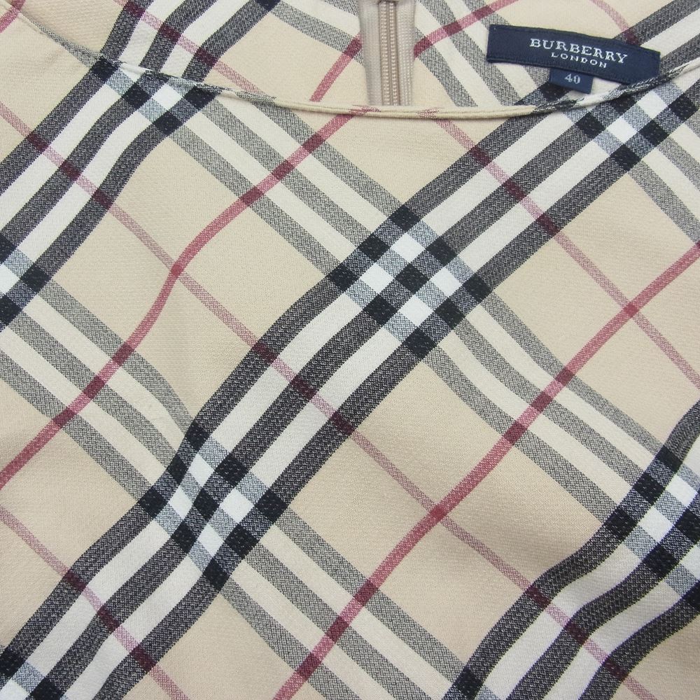 BURBERRY LONDON バーバリー ロンドン チェック ノースリーブ ワンピース ベージュ系 40【中古】