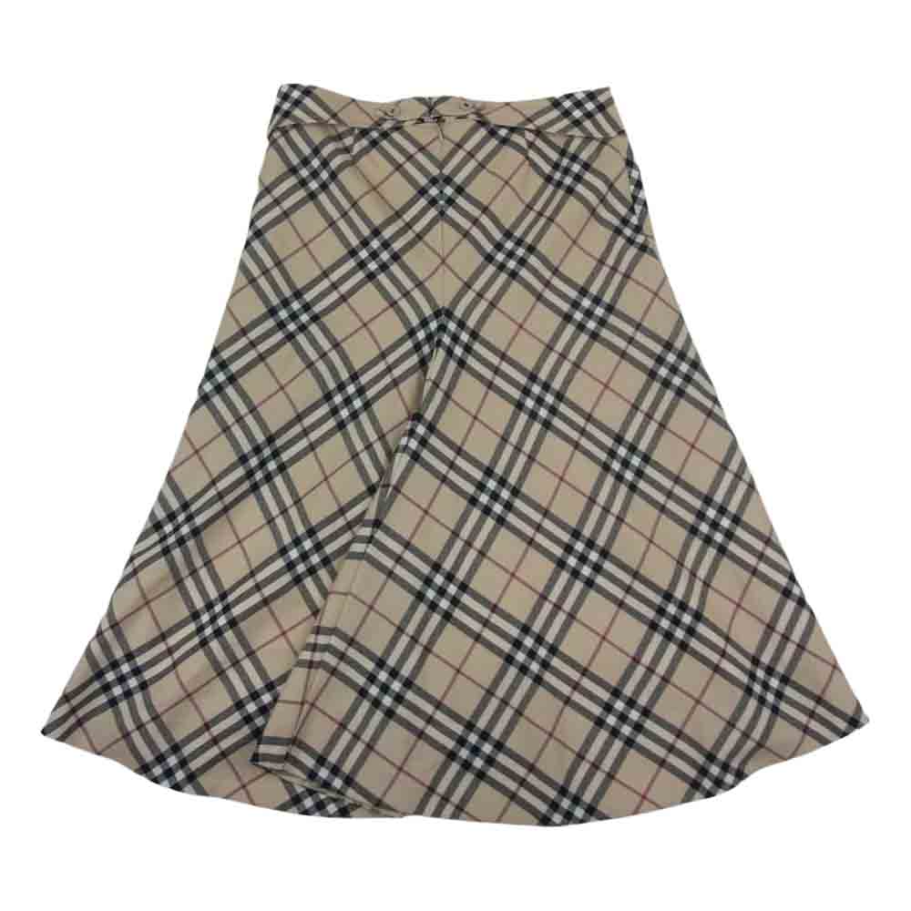 BURBERRY LONDON バーバリー ロンドン チェック ウール フレア スカート ベージュ系 38【中古】