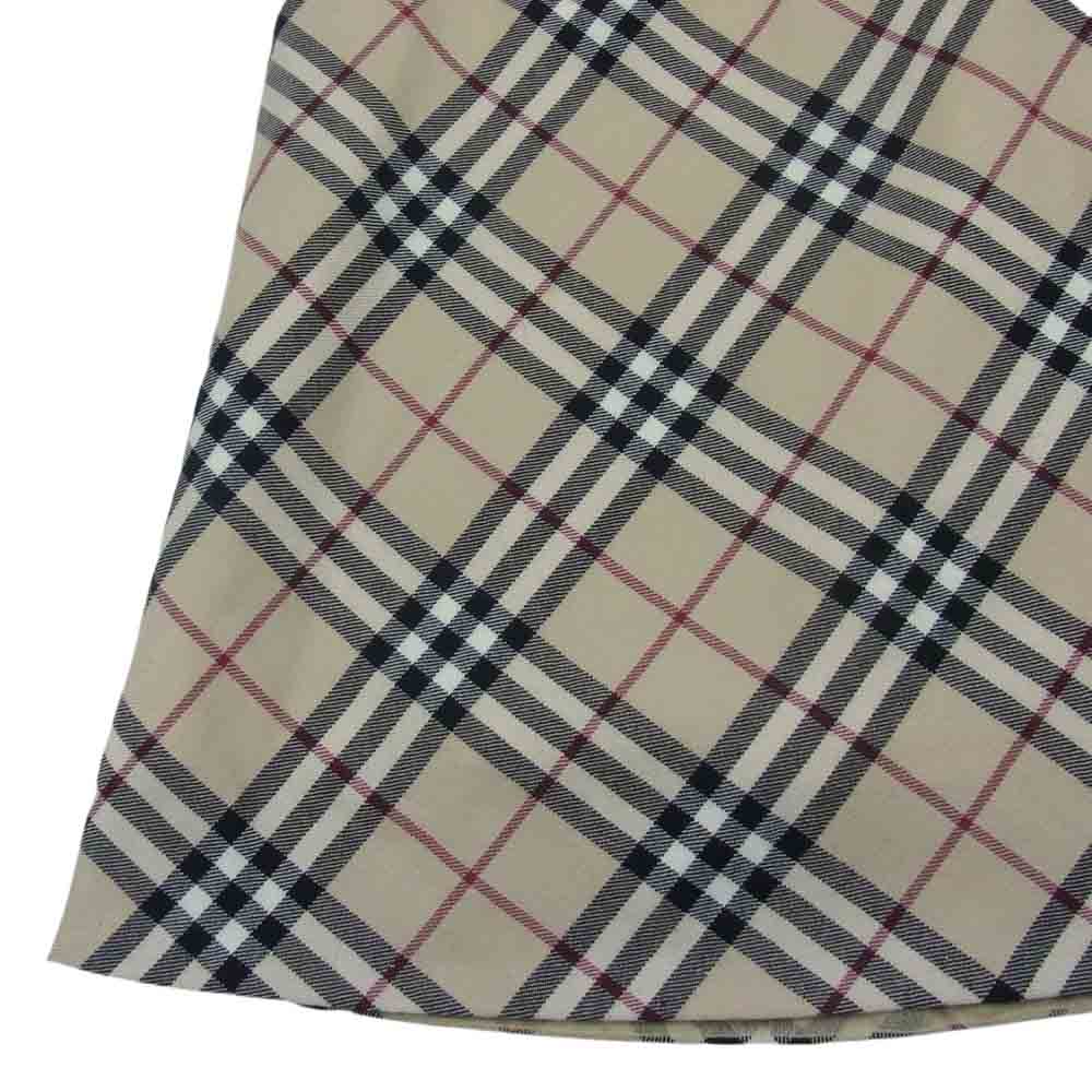 BURBERRY LONDON バーバリー ロンドン チェック ウール フレア スカート ベージュ系 38【中古】