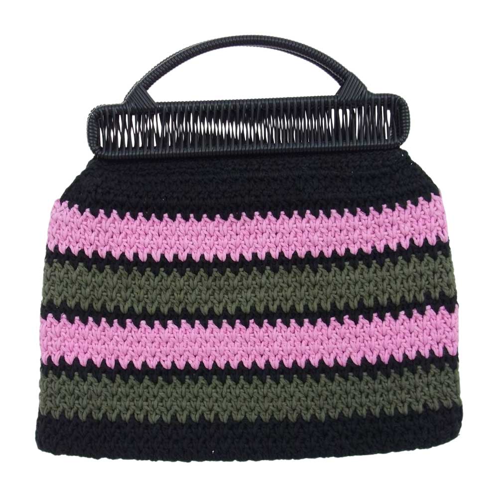 MARNI マルニ カフェクロシェ ニット ハンドバッグ ブラック系 ピンク系 グリーン【中古】