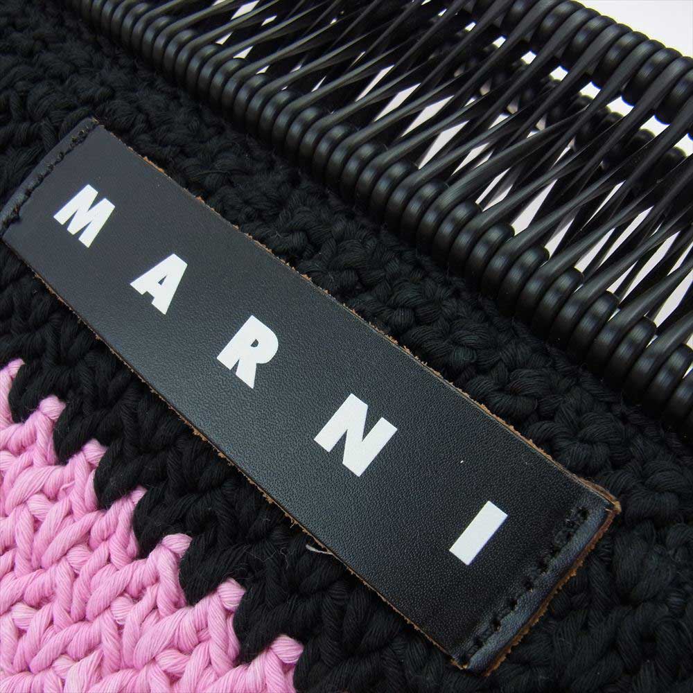 MARNI マルニ カフェクロシェ ニット ハンドバッグ ブラック系 ピンク系 グリーン【中古】