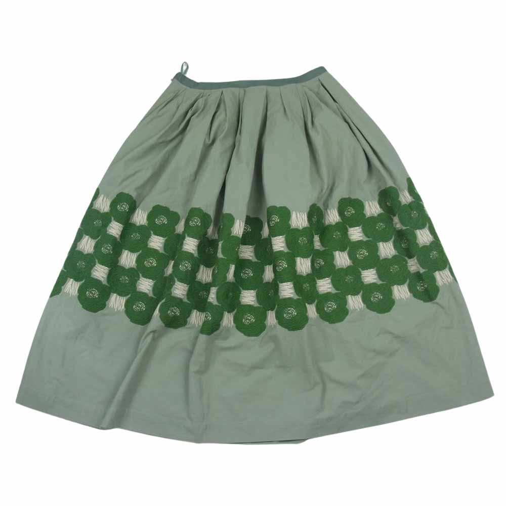 mina perhonen ミナペルホネン LD5013  rosas ランドリー フレア スカート グリーン系 38【中古】