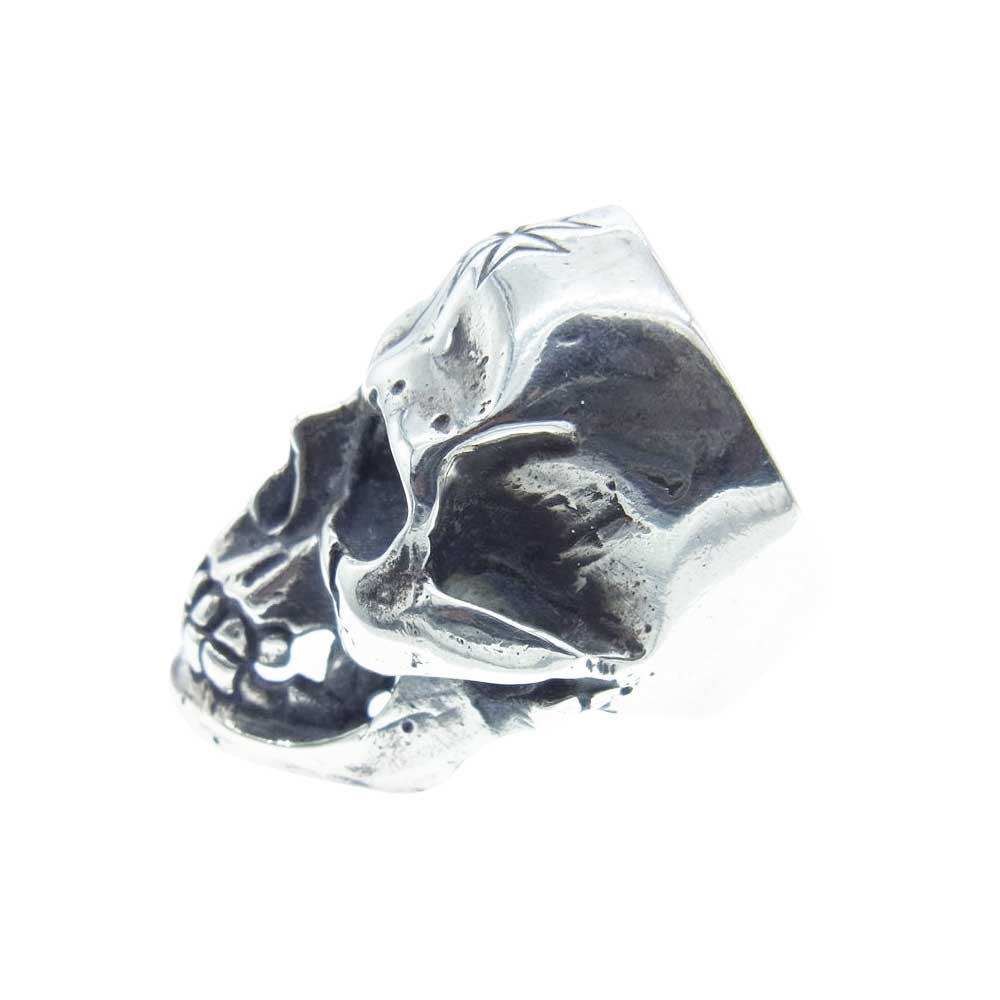 GABOR ガボール ギャランティ付属 LG SKULL WITH JAW RING MALTESE CROSS FRONT ラージ スカル ウィズ ジョー リング シルバー系 21号【中古】