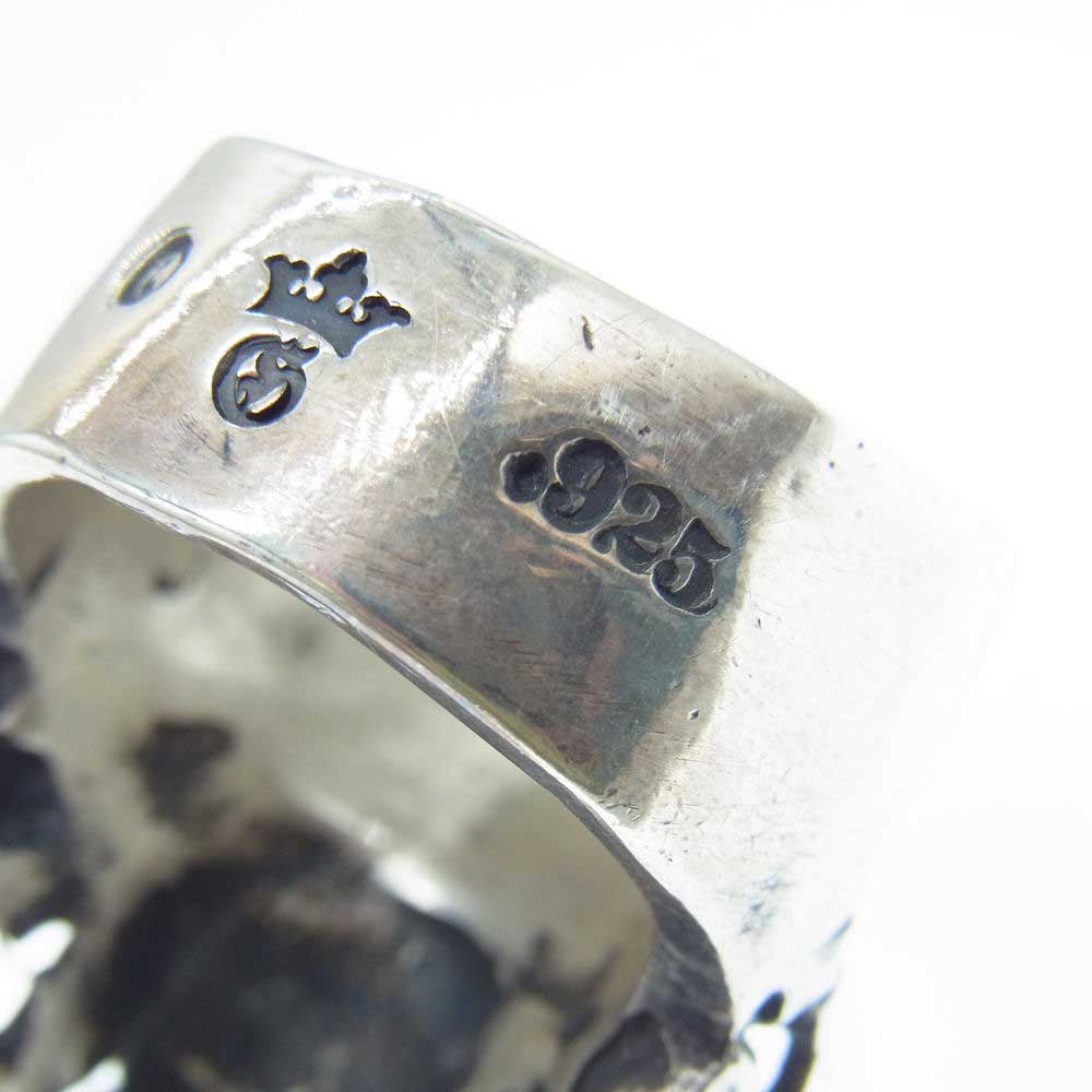 GABOR ガボール ギャランティ付属 LG SKULL WITH JAW RING MALTESE CROSS FRONT ラージ スカル ウィズ ジョー リング シルバー系 21号【中古】