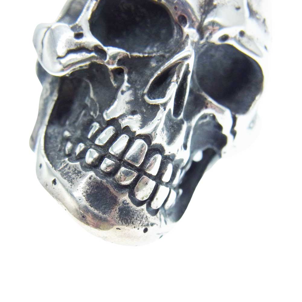 GABOR ガボール ギャランティ付属 LG SKULL WITH JAW RING MALTESE CROSS FRONT ラージ スカル ウィズ ジョー リング シルバー系 21号【中古】