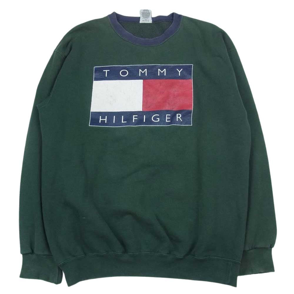 TOMMY HILFIGER トミーヒルフィガー 90s ヴィンテージ クルーネック スウェット グリーン系 XL【中古】