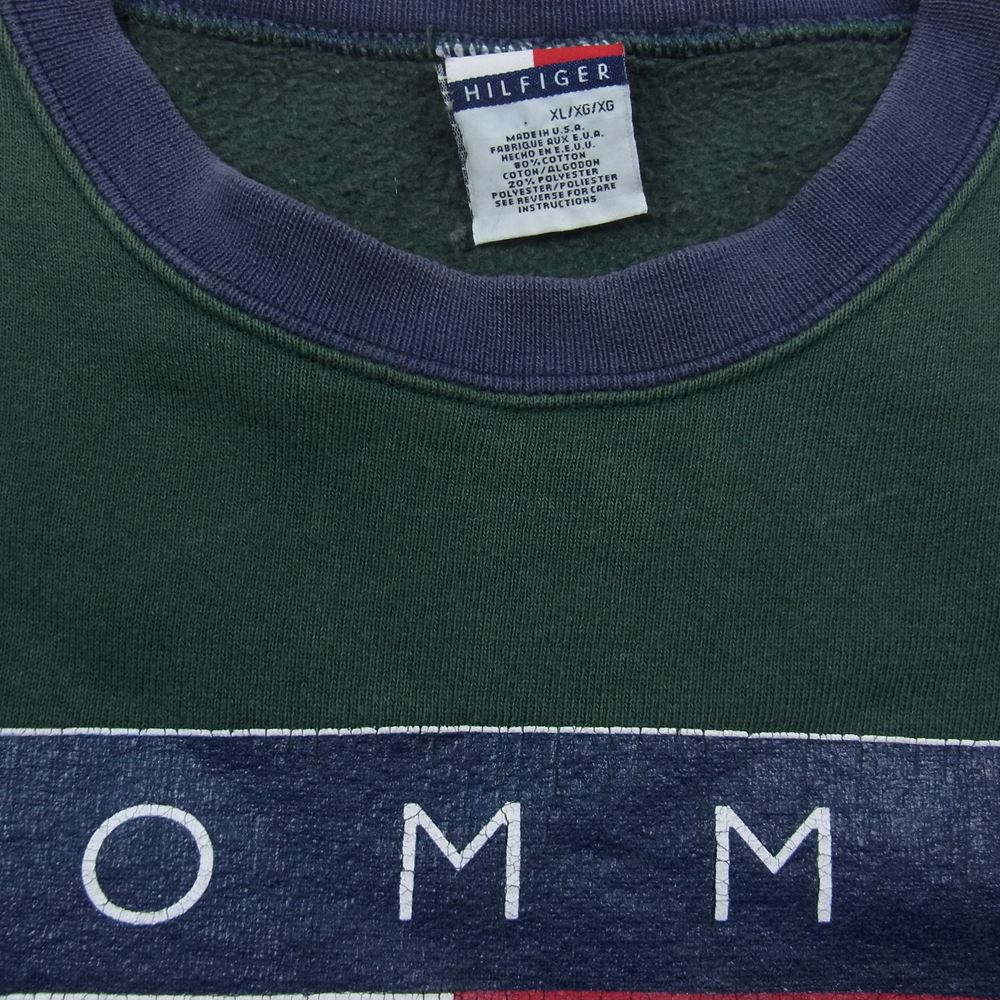 TOMMY HILFIGER トミーヒルフィガー 90s ヴィンテージ クルーネック スウェット グリーン系 XL【中古】