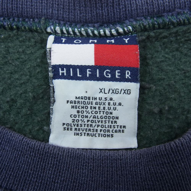 TOMMY HILFIGER トミーヒルフィガー 90s ヴィンテージ クルーネック スウェット グリーン系 XL【中古】