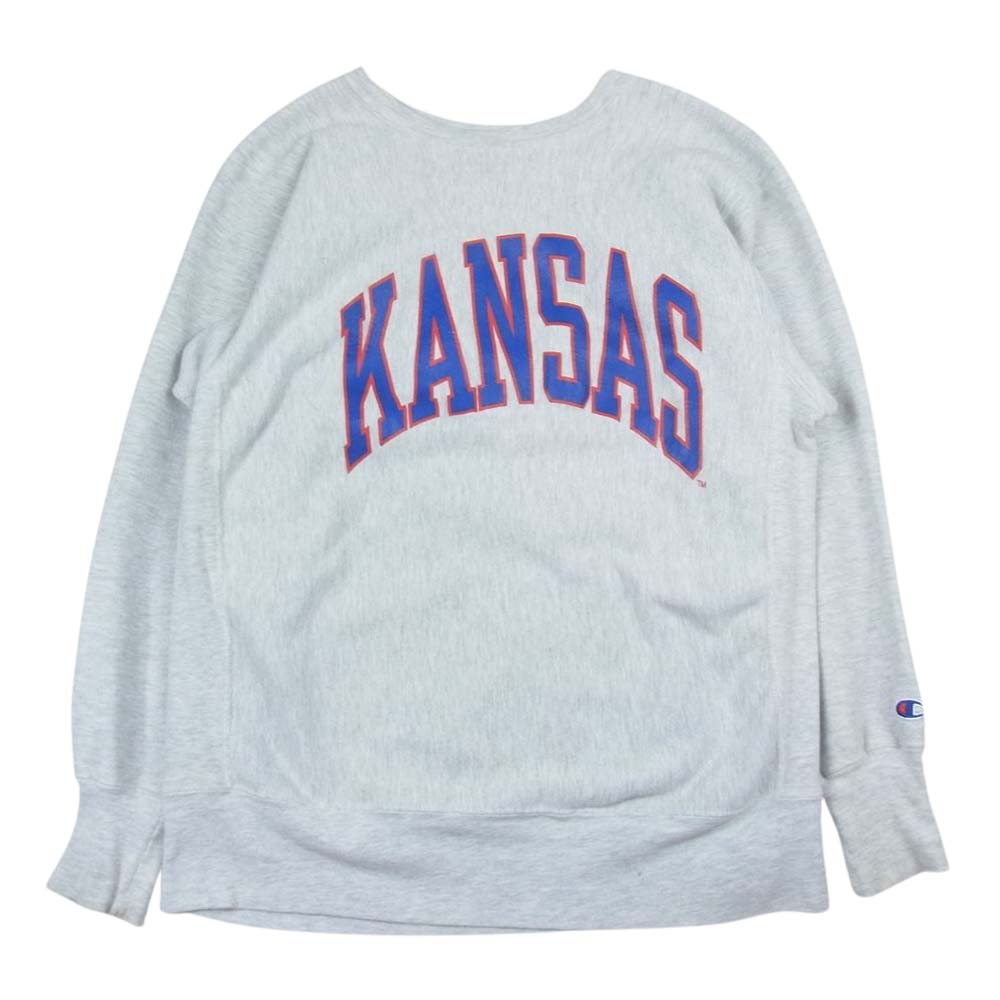 Champion チャンピオン 90s ヴィンテージ REVERSE WEAVE KANSAS ロゴ リバースウィーブ クルーネック スウェット グレー系 XL【中古】