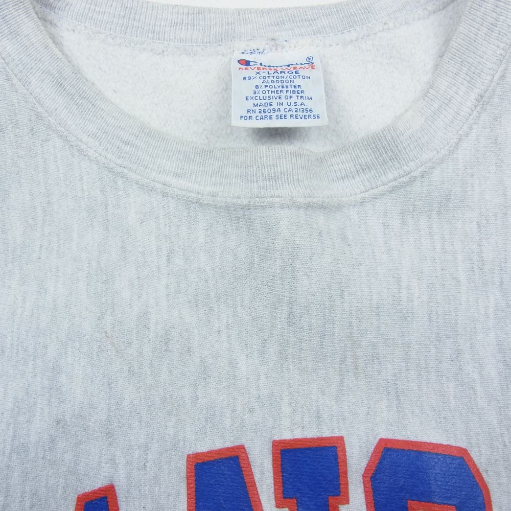Champion チャンピオン 90s ヴィンテージ REVERSE WEAVE KANSAS ロゴ リバースウィーブ クルーネック スウェット グレー系 XL【中古】