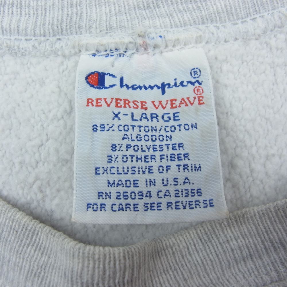 Champion チャンピオン 90s ヴィンテージ REVERSE WEAVE KANSAS ロゴ リバースウィーブ クルーネック スウェット グレー系 XL【中古】