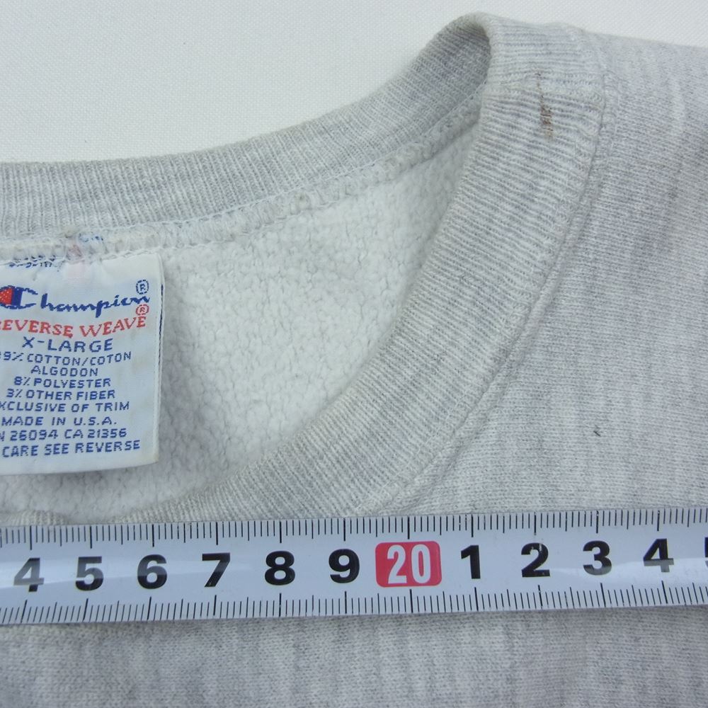 Champion チャンピオン 90s ヴィンテージ REVERSE WEAVE KANSAS ロゴ リバースウィーブ クルーネック スウェット グレー系 XL【中古】
