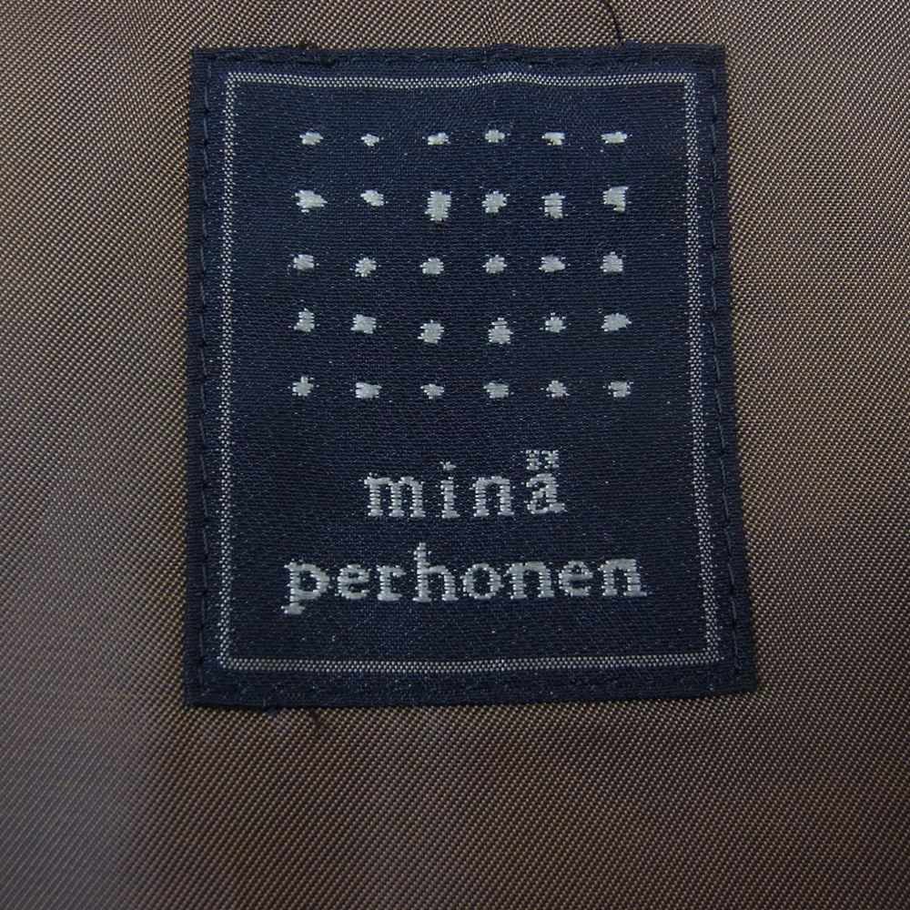 mina perhonen ミナペルホネン ma3505 stream シルク混ウール 総柄 ノースリーブ ワンピース ホワイト系 ネイビー系 36【中古】