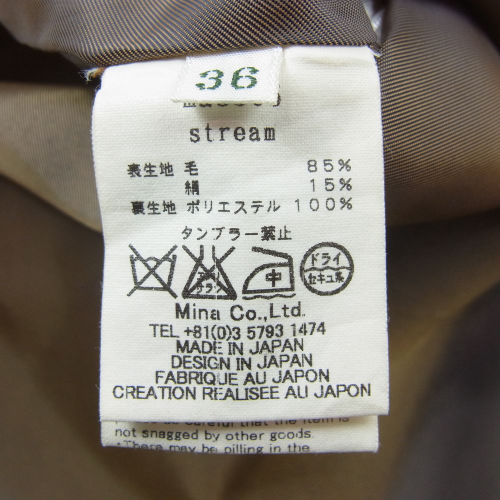 mina perhonen ミナペルホネン ma3505 stream シルク混ウール 総柄 ノースリーブ ワンピース ホワイト系 ネイビー系 36【中古】