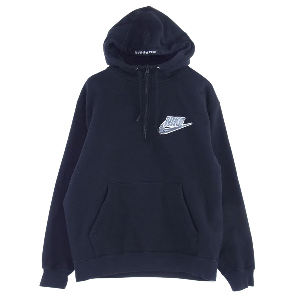 Supreme シュプリーム 21SS DB2842-010 × Nike ナイキ Half Zip Hooded Sweatshirt ハーフ ジップ フード ロゴ パーカー  ブラック系 S【中古】