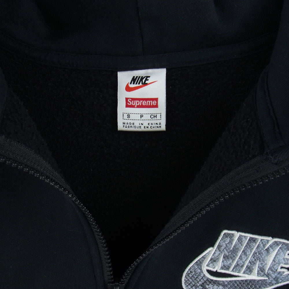 SUPREME シュプリーム 21SS×NIKE Half Zip Hooded Sweatshirt DB2842-010×ナイキ ハーフジップフーデッドスウェットシャツ プルオーバーパーカー ロゴ ブラック
