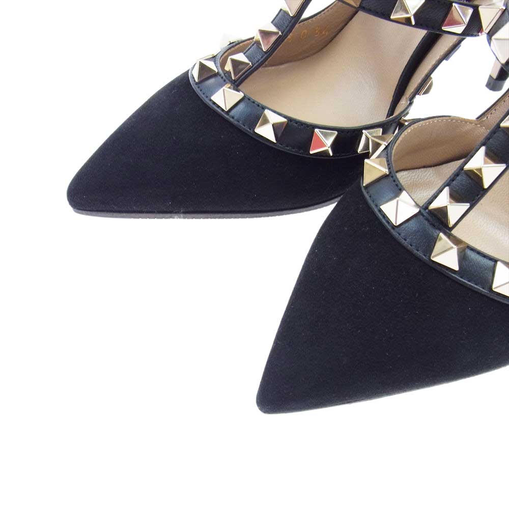VALENTINO ヴァレンティノ UW0S0393 GARAVANI ガラヴァーニ アンクル ストラップ スタッズ ハイヒール ブラック系 34【中古】