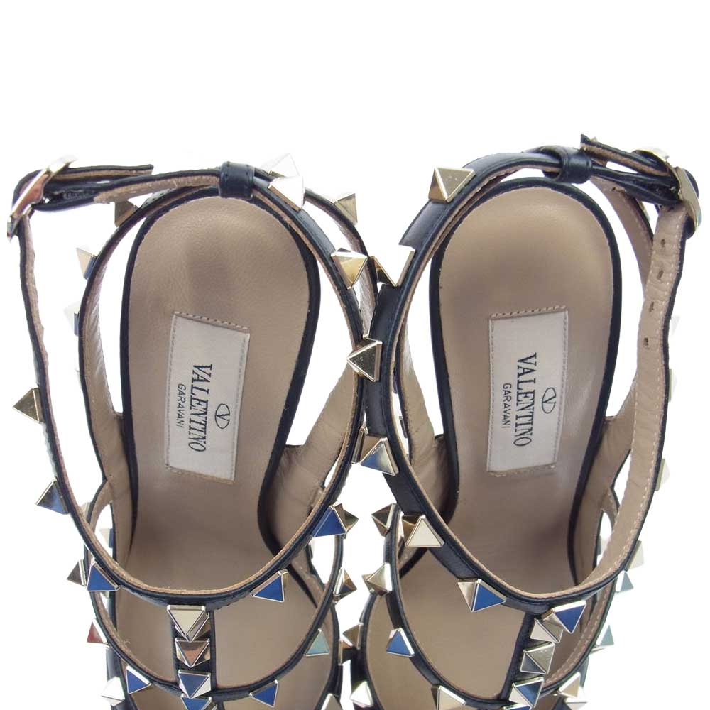 VALENTINO ヴァレンティノ UW0S0393 GARAVANI ガラヴァーニ アンクル ストラップ スタッズ ハイヒール ブラック系 34【中古】