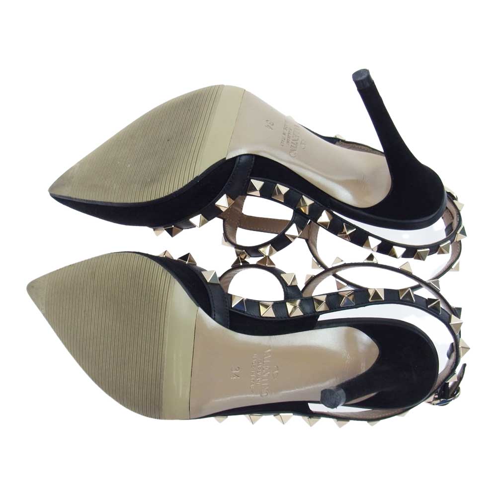 VALENTINO ヴァレンティノ UW0S0393 GARAVANI ガラヴァーニ アンクル ストラップ スタッズ ハイヒール ブラック系 34【中古】