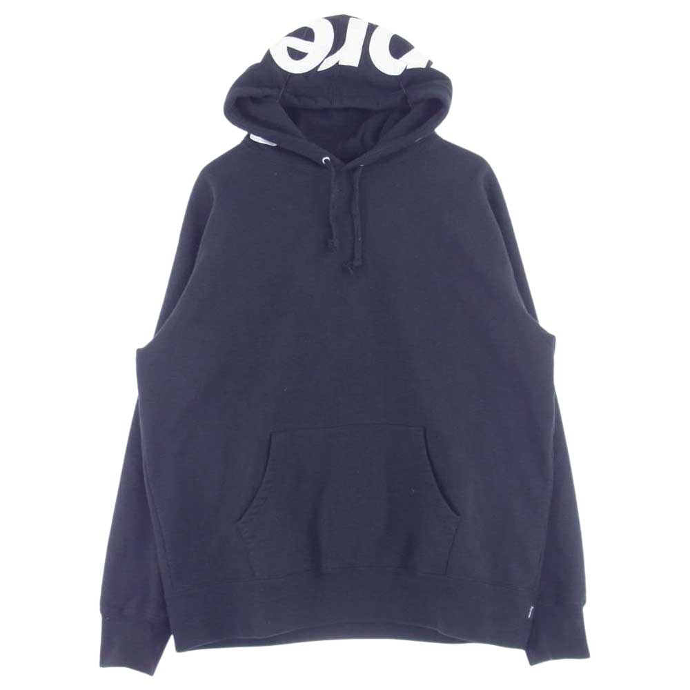 Supreme シュプリーム 21AW Contrast Hooded Sweatshirt コントラスト フード ロゴ パッチ プルオーバー フーデッド スウェット パーカー ブラック系 L【中古】