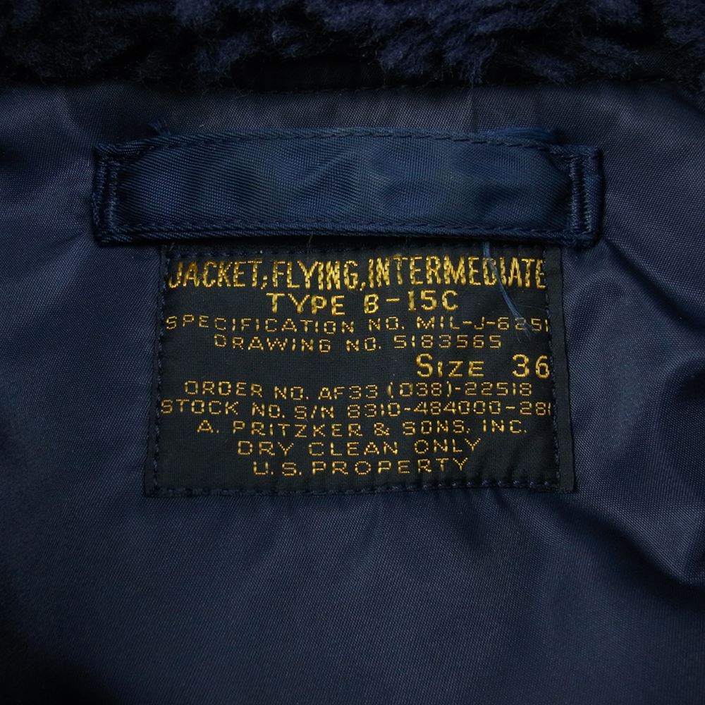 The REAL McCOY'S ザリアルマッコイズ MIL-J-6251　 TYPE B-15C ボア ワッペン フライト ジャケット ネイビー系 36【中古】