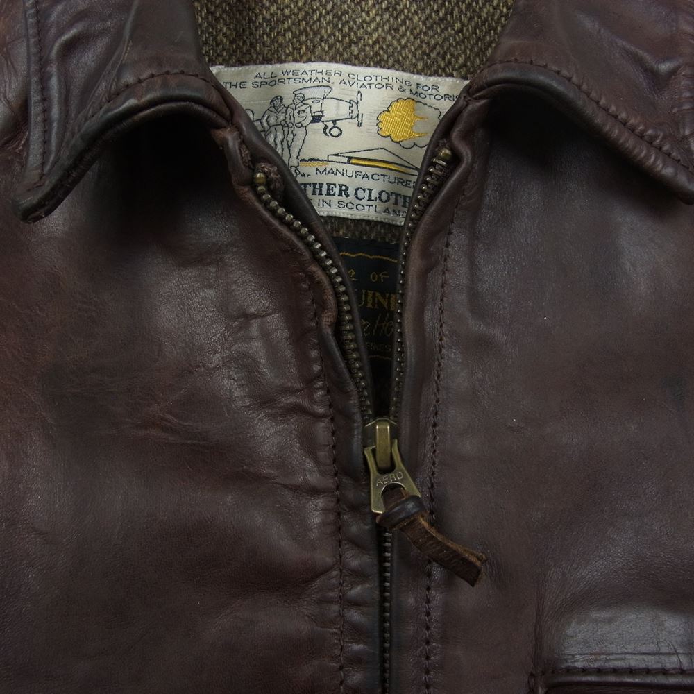 AERO LEATHER エアロレザー HALF BELT HORSEHID ハーフベルト ホースハイド 馬革 レザー ジャケット  ブラウン系 34【中古】