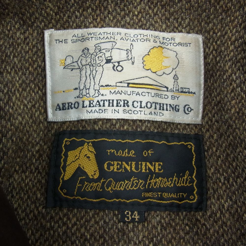 AERO LEATHER エアロレザー HALF BELT HORSEHID ハーフベルト ホースハイド 馬革 レザー ジャケット  ブラウン系 34【中古】