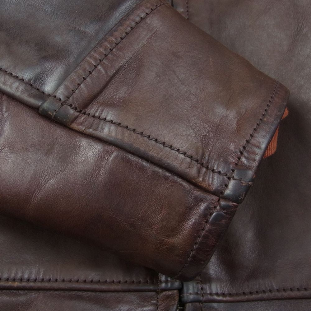 AERO LEATHER エアロレザー HALF BELT HORSEHID ハーフベルト ホースハイド 馬革 レザー ジャケット  ブラウン系 34【中古】